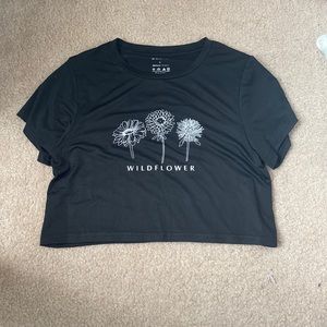 Black T-Shirt w/ Flowers